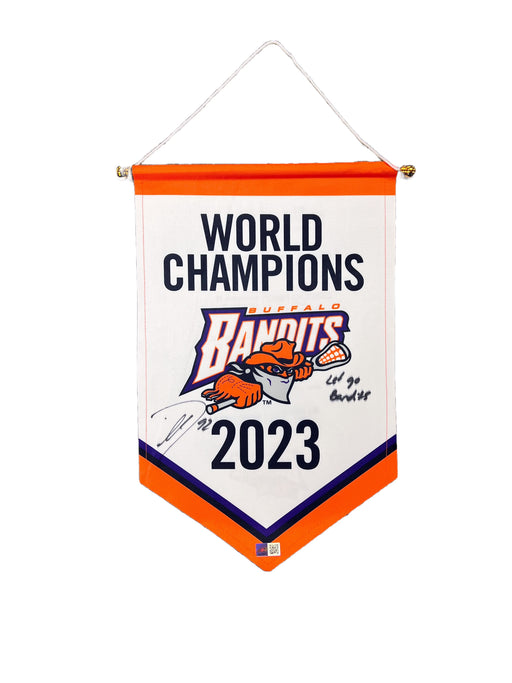 Dhane Smith Signed 2023 Championship Banner with Let's Go Bandits Signed Lacrosse Balls TSE Buffalo 