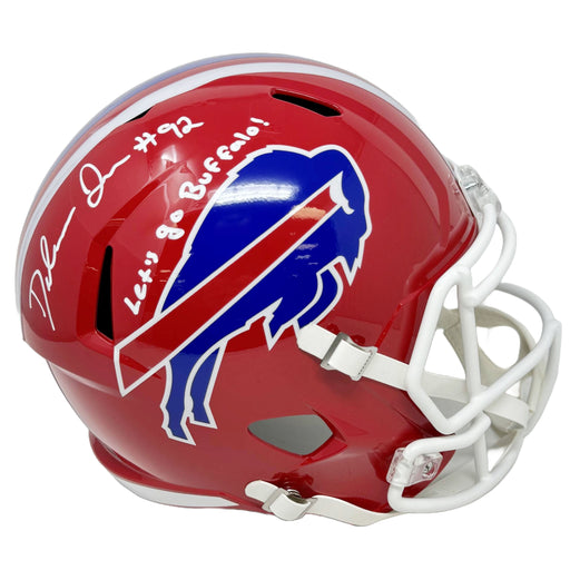 Daquan Jones Signed Buffalo Bills Full Size Red TB Speed Replica Helmet with Let's Go Buffalo Signed Full Size Helmets TSE Buffalo 