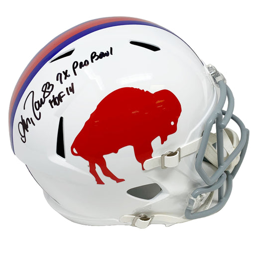 Andre Reed Signed Buffalo Bills Full Size Standing Buffalo Speed Replica Helmet with HOF 14 and 7x Pro Bowl Signed Helmets TSE Buffalo 