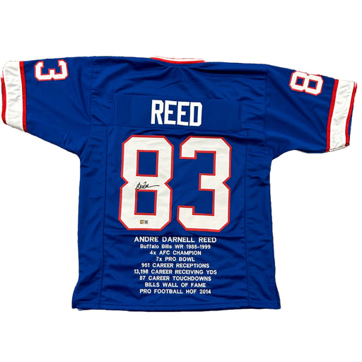 Andre Reed Signed Custom STAT Football Jersey Custom Jerseys TSE Buffalo Blue Custom STAT Jersey 