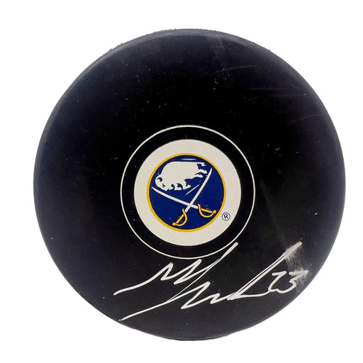 SMUDGED: Mattias Samuelsson Signed Buffalo Sabres Logo Autograph Puck (Smudged) CLEARANCE TSE Buffalo 