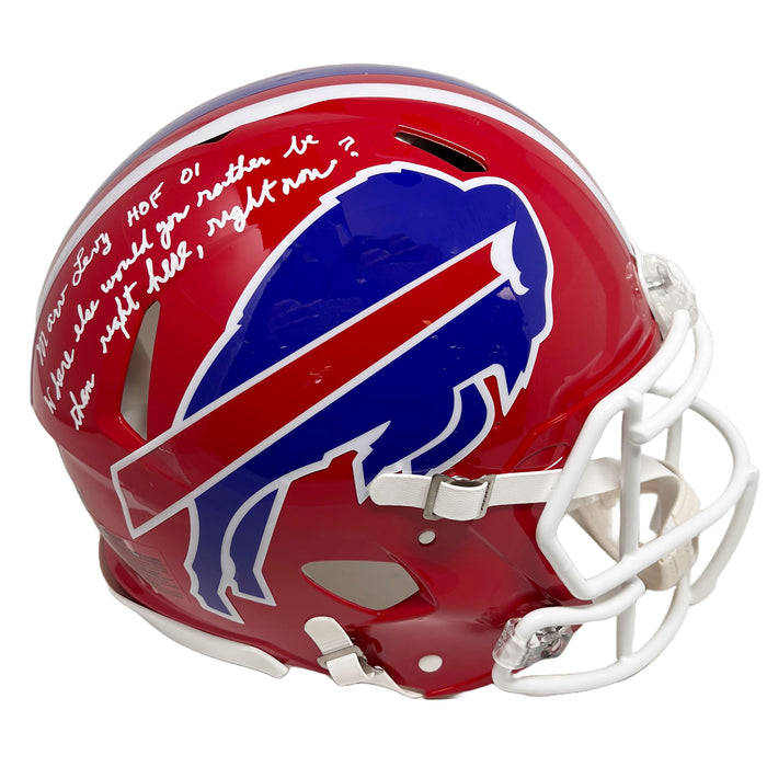 Marv Levy Signed Red TB Full Size Authentic Helmet with "Where Else..." Signed Full Size Helmets TSE Buffalo 