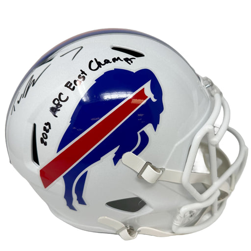 SMUDGED: Taron Johnson Signed 2021 Speed Replica Full Size Helmet with 2023 AFC East Champs(Smudged) Signed Full Size Helmets TSE Buffalo 