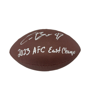 Christian Benford Signed Wilson Replica Football with 2023 AFC East Champs Signed Footballs TSE Buffalo 