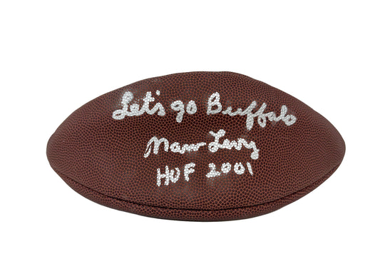 SMUDGED/DEFLATED: Marv Levy Signed Wilson Replica Football w/ "HOF 2001" + "Let's Go Buffalo" (Smudged/Deflated) CLEARANCE TSE Buffalo 