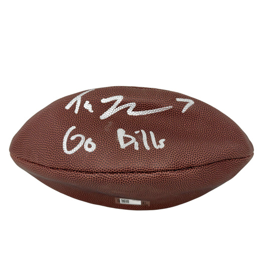 SMUDGED/PARTIALLY DEFLATED: Taron Johnson Signed Wilson Replica Football with "Go Bills"(Smudged/Partially Deflated) CLEARANCE TSE Buffalo 
