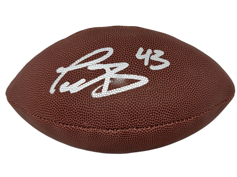 PARTIALLY DEFLATED/SMUDGED: Terrel Bernard Signed Wilson Replica Football (Partially Deflated/Smudged) CLEARANCE TSE Buffalo 