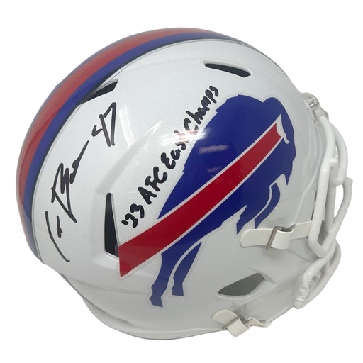 Christian Benford Signed Buffalo Bills Full Size 2021 Speed Replica Helmet with '23 AFC East Champs Signed Full Size Helmets TSE Buffalo 