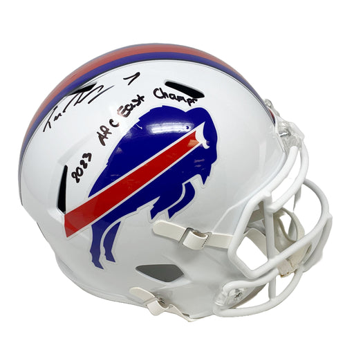 Taron Johnson Signed Buffalo Bills Full Size 2021 Speed Replica Helmet with '23 AFC East Champs Signed Full Size Helmets TSE Buffalo 
