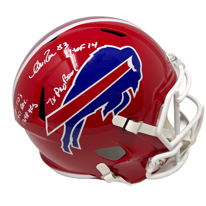 Andre Reed Signed Buffalo Bills Full Size Red TB Speed Replica Helmet with HOF 14 + 7X Pro Bowl + STATS Signed Full Size Helmets TSE Buffalo 
