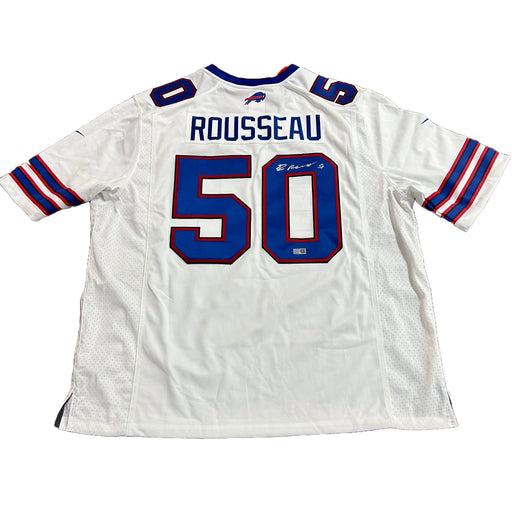 Greg Rousseau Signed Buffalo Bills Nike White Authentic Stitched Jersey Signed Jerseys TSE Buffalo 