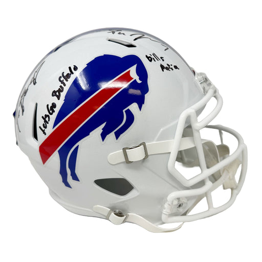 SMUDGED: Christian Benford and Taron Johnson Dual Signed 2021 Speed Replica Full Size Helmet with "Let's Go Buffalo" + "Bills Mafia" (Smudged) Signed Full Size Helmets TSE Buffalo 