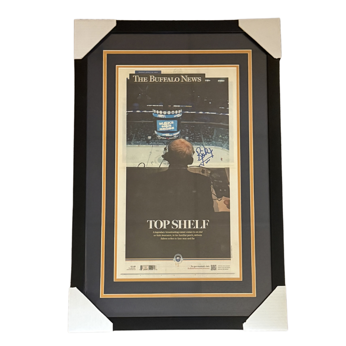 Rick Jeanneret Signed Buffalo News Final Broadcasting Tribute 11x22 Newspaper Professionally Framed