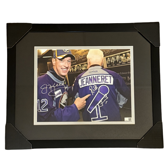 Rick Jeanneret and Jim Kelly Dual Signed Microphone Jersey Tribute 11x14 Photo Professionally Framed