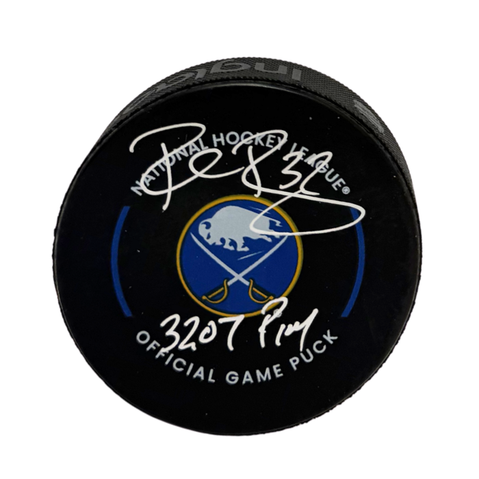Rob Ray Signed Buffalo Sabres Official Game Model Hockey Puck with "3207 PIM"