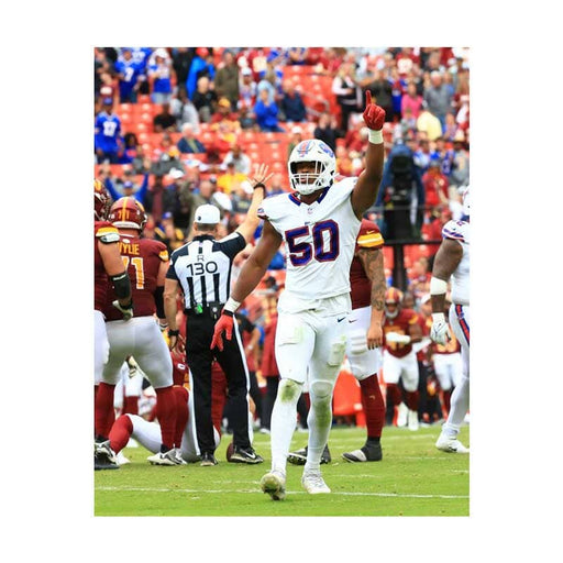 PRE-SALE: Greg Rousseau Signed Pointing Vs. Commanders Photo PRE-SALE TSE Buffalo 