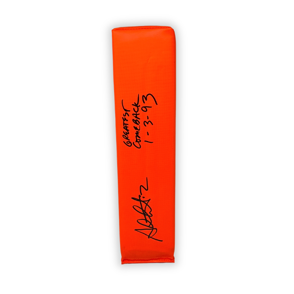 Steve Christie Signed Replica End Zone Pylon with "Greatest Comeback 1-3-93"