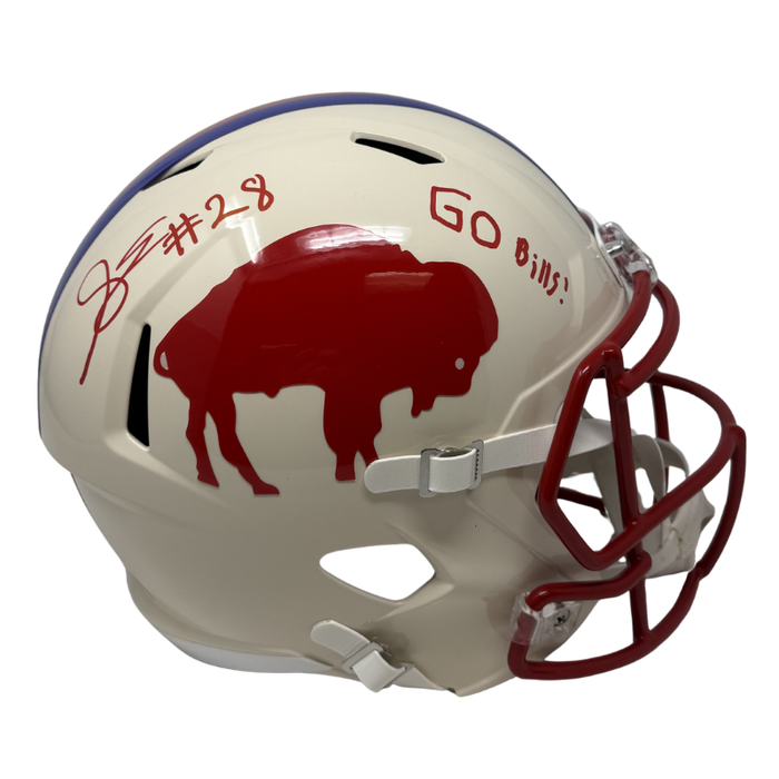 Sam Franklin Jr Signed Buffalo Bills Full Size Retro Speed Replica Helmet with "Go Bills"