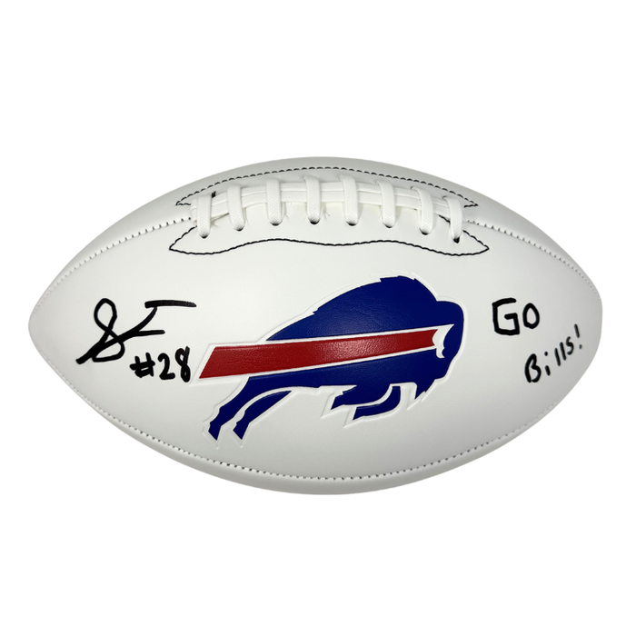 Sam Franklin Jr Signed Buffalo Bills White Logo Football with Go Bills ...