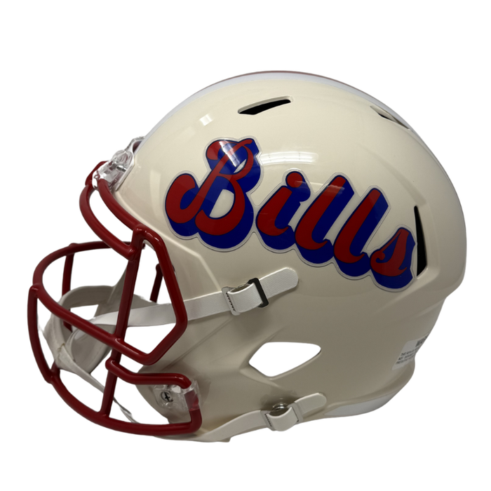 Sam Franklin Jr Signed Buffalo Bills Full Size Retro Speed Replica Helmet with "Go Bills"