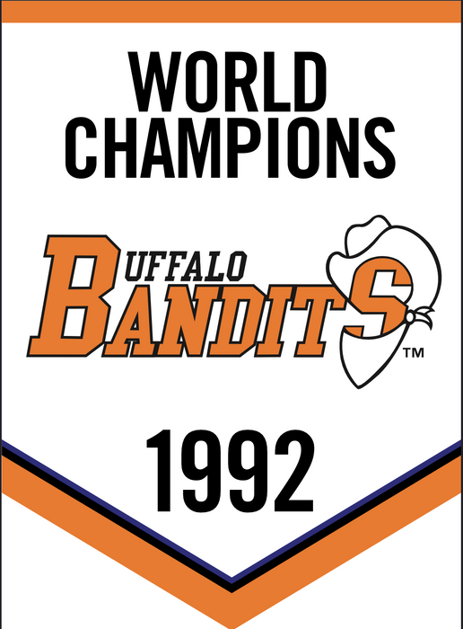 PRE-SALE: John Tavares Signed Buffalo Bandits Custom Mini 1992 World Champions Banner