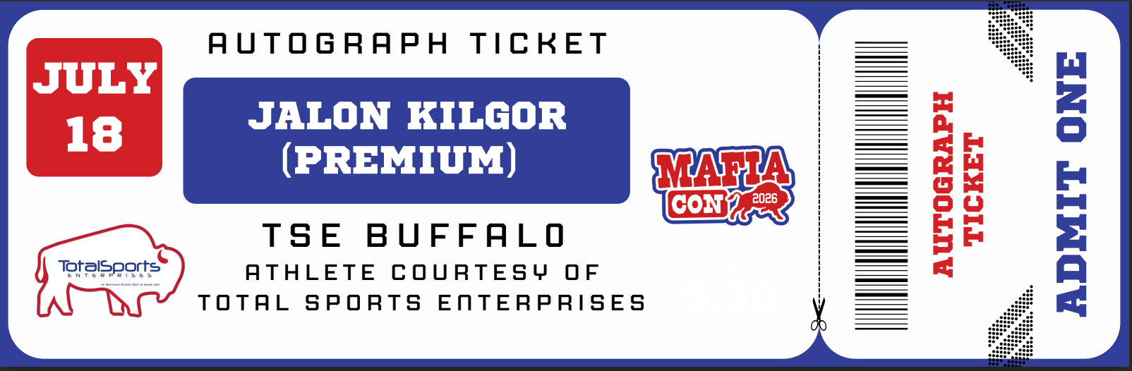AUTOGRAPH TICKET: Get Your Premium Item Signed in Person by Jalon Kilgor