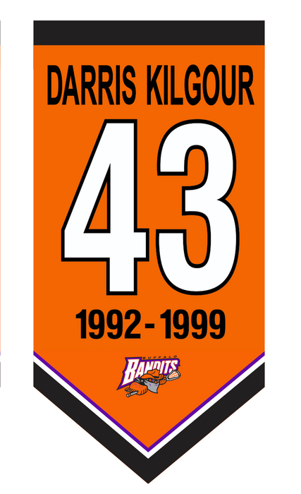 PRE-SALE: Darris Kilgour  Signed Buffalo Bandits Custom Mini Player Banner