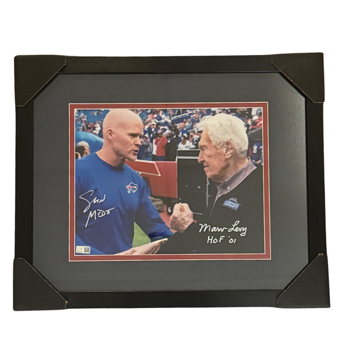 Sean McDermott and Marv Levy Signed Clenching Fist 11x14 Photo Professionally Framed