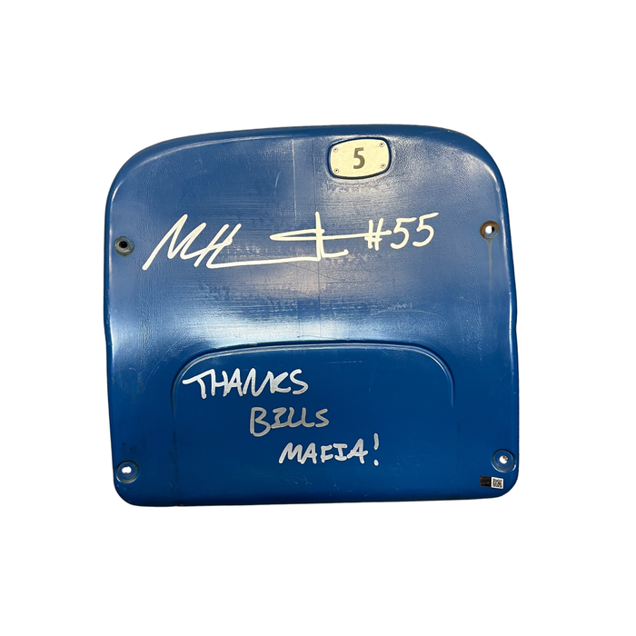 Michael Hoecht Autographed Authentic Highmark Stadium Blue Seatback with "Thanks Bills Mafia"