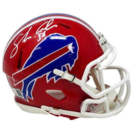 Shane Conlan Signed Buffalo Bills Red TB Speed Mini Helmet Signed Mini Helmets TSE Buffalo 