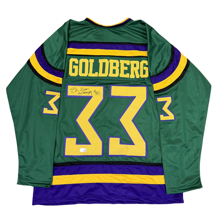Shaun Weiss Signed Pro-Style Mighty Ducks Green Hockey Jersey Inscribed "Goldberg"