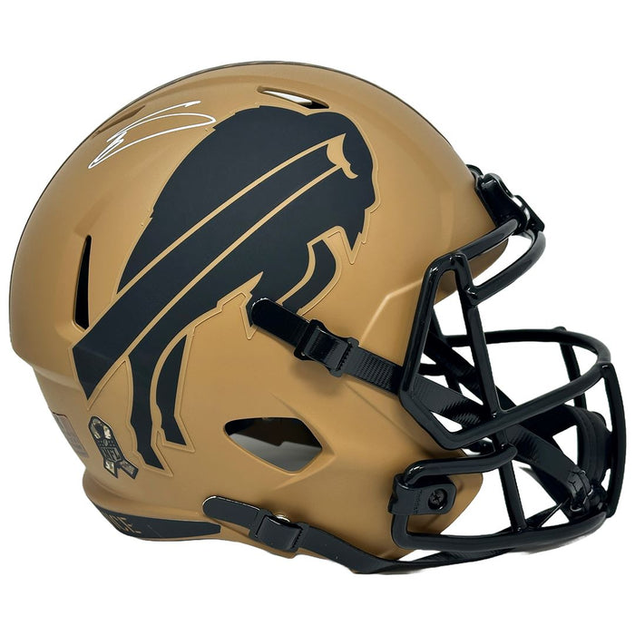 Stefon Diggs Signed Buffalo Bills Full Size 2023 Salute to Service Speed Replica Helmet Signed Helmets TSE Buffalo 