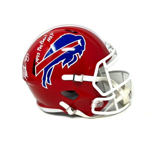 Steve Tasker Signed Buffalo Bills Full Size Red TB Speed Replica Helmet with "1993 Pro Bowl MVP" Signed Full Size Helmets TSE Buffalo 