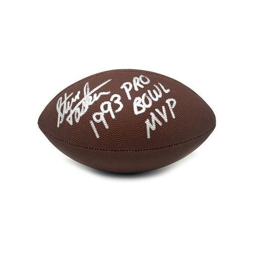 Steve Tasker Signed Wilson Replica Football with "1993 Pro Bowl MVP" Signed Footballs TSE Buffalo 