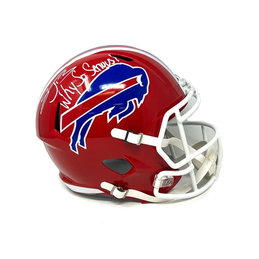 Stevie Johnson Signed Buffalo Bills Full Size Red TB Speed Replica Helmet with Why So Serious Signed Full Size Helmets TSE Buffalo 