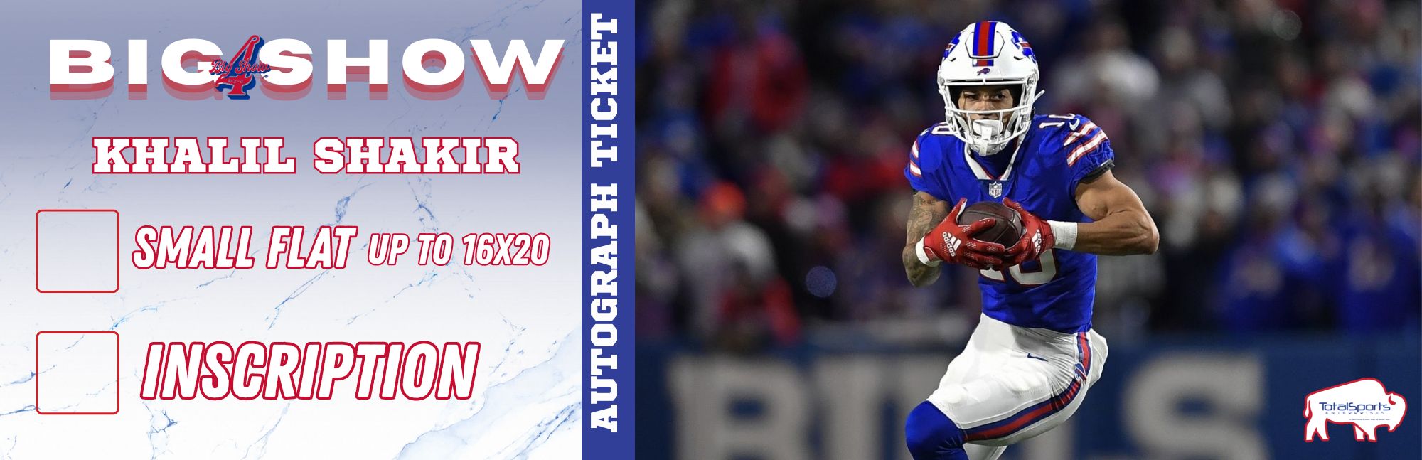AUTOGRAPH TICKET: Get Your Flat (up to 16x20) or Mini Helmet Signed in Person by Khalil Shakir