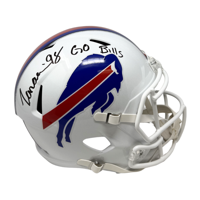 TJ Sanders Signed Buffalo Bills Full Size 2021 Speed Replica Helmet with “Go Bills"