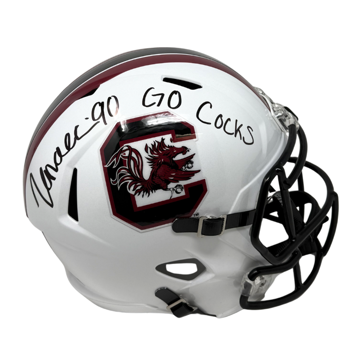TJ Sanders Signed South Carolina Full Size Speed Replica Helmet with “Go Cocks”