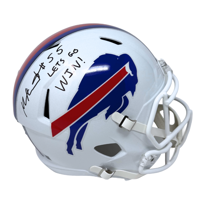 Michael Hoecht Signed Buffalo Bills 2021 Speed Replica Helmet with Let ...