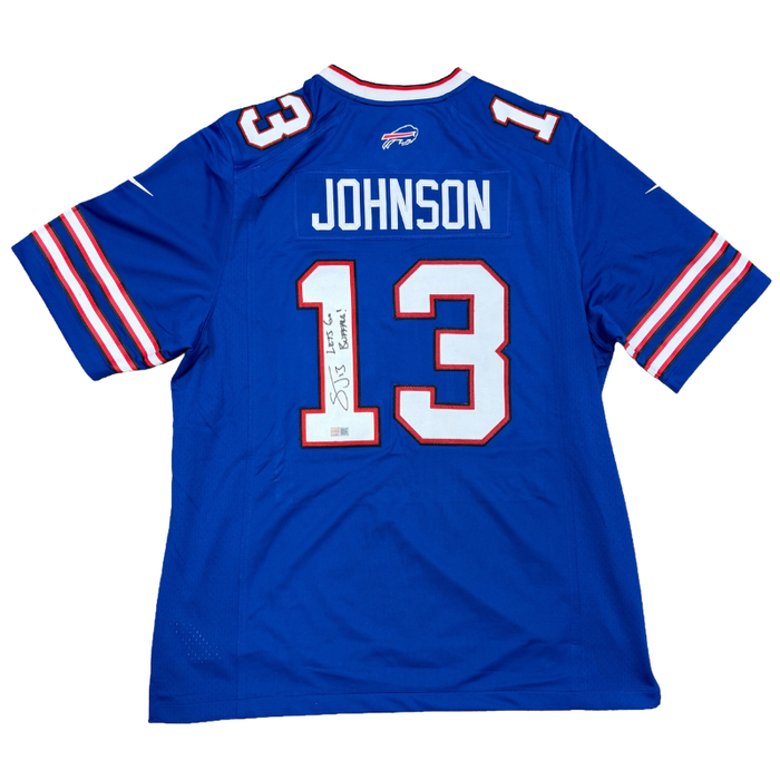 Stevie Johnson Signed Buffalo Bills Nike Authentic Blue Stitched Jersey with "Let's Go Buffalo"