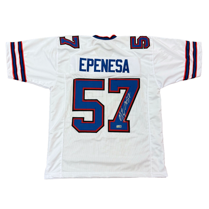 AJ Epenesa Autographed Pro-Style White Professional Football Jersey