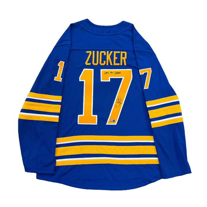 Jason Zucker Signed Buffalo Sabres Authentic Blue Jersey with Let's Go Sabres
