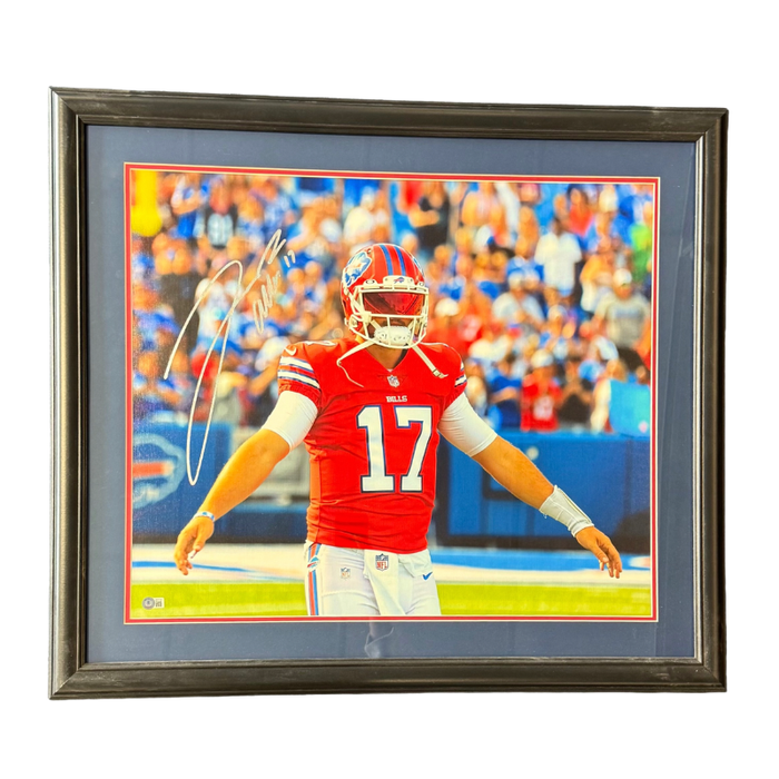 Josh Allen Signed Red Helmet 20x24 Photo - Professionally Framed