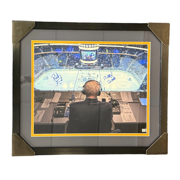 Rick Jeanneret Commentating in Booth Signed 16x20 Photo with "Go Sabres" - Professionally Framed