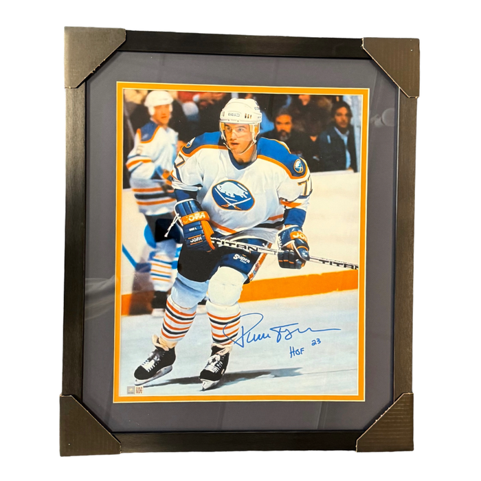 Pierre Turgeon Signed Ready in White 16x20 Photo with "HOF 23" - Professionally Framed
