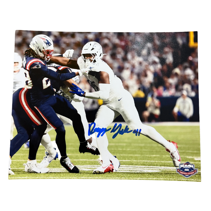 Reggie Gilliam Signed Blocking vs Patriots Photo
