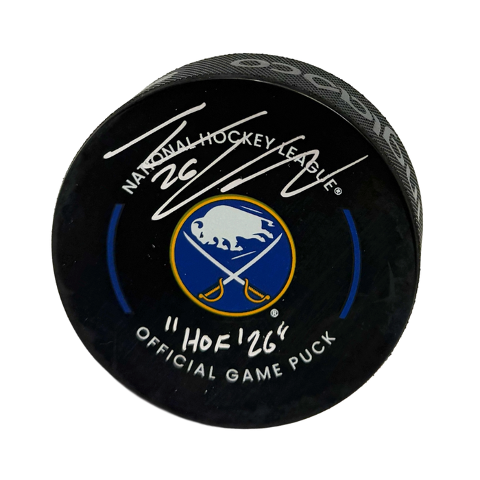 Thomas Vanek Signed Buffalo Sabres Game Model Puck with HOF '26