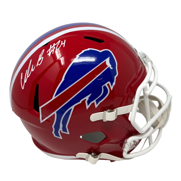 Cole Bishop Signed Buffalo Bills Full Size Red Throwback Speed Replica Helmet
