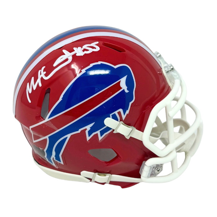 Michael Hoecht Signed Buffalo Bills Red Throwback Speed Mini Helmet