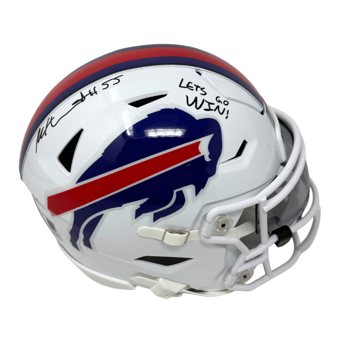 Michael Hoecht Signed Buffalo Bills 2021 Speed MIDI Helmet with Let's Go Win